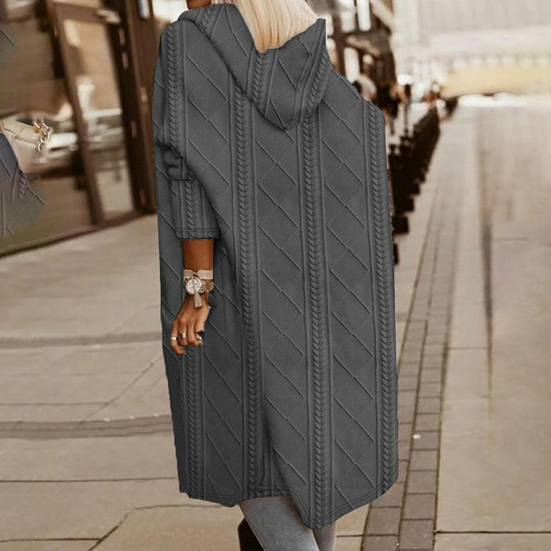 Textural Harmony: Oversized Hooded Longline Jacket for Seasonal Poise