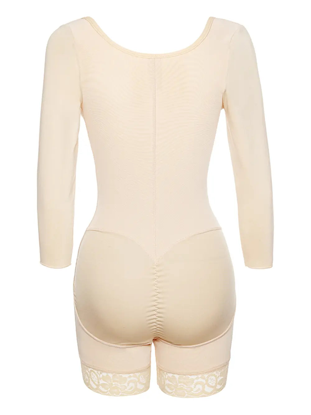 Beige bodysuit with long sleeves on a white background