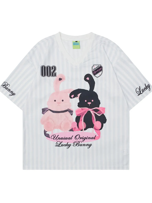 Unisex Unusual Original Bunny Baseball Style Shirt white