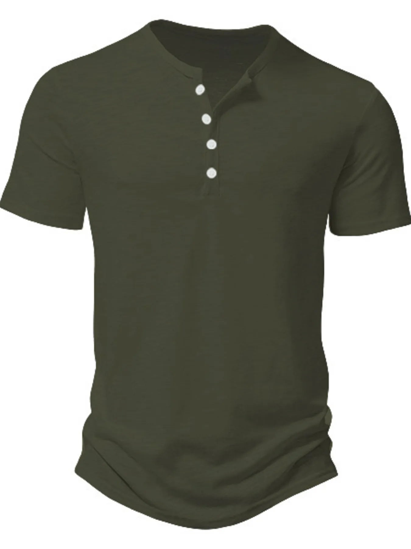 Men's army green Button Detail Short Sleeve Active T-Shirt