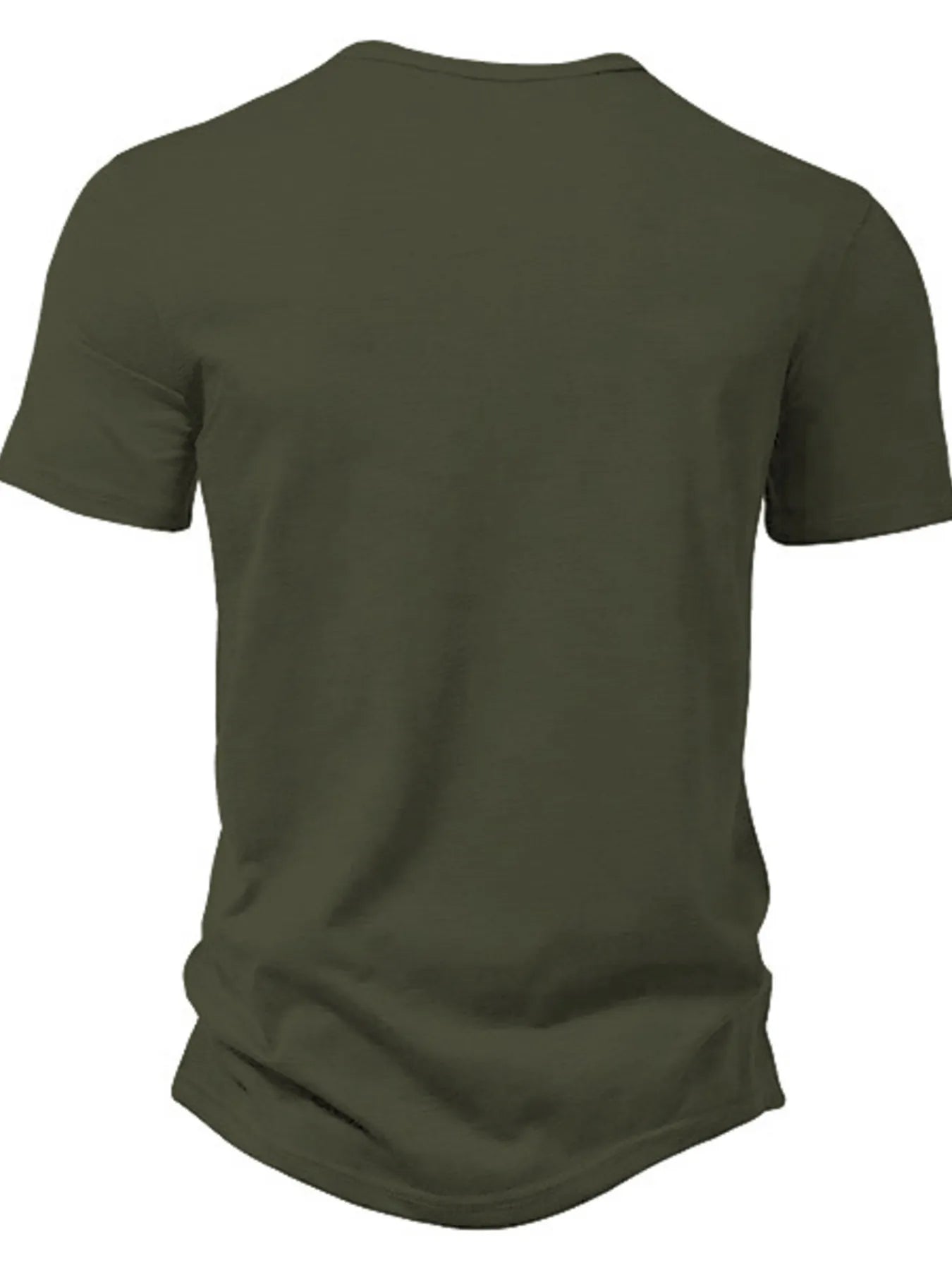 Men's Button army green Detail Short Sleeve Active T-Shirt back view