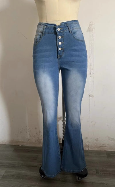 High-Waist Flare Denim: Washed-Out Bell Bottoms for Effortless Street Chic