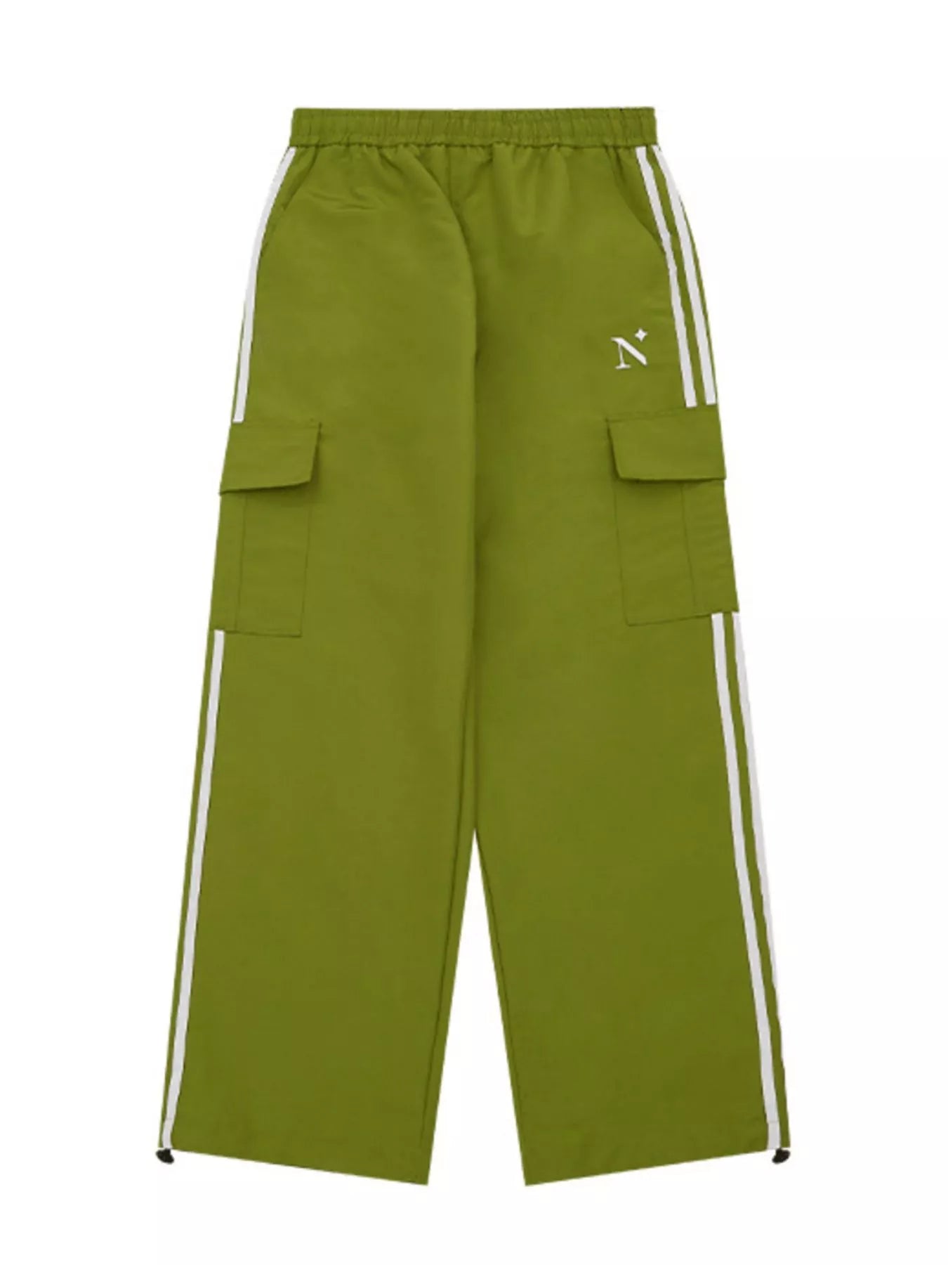 Avocado green Men's Side Striped Cargo Pants front view