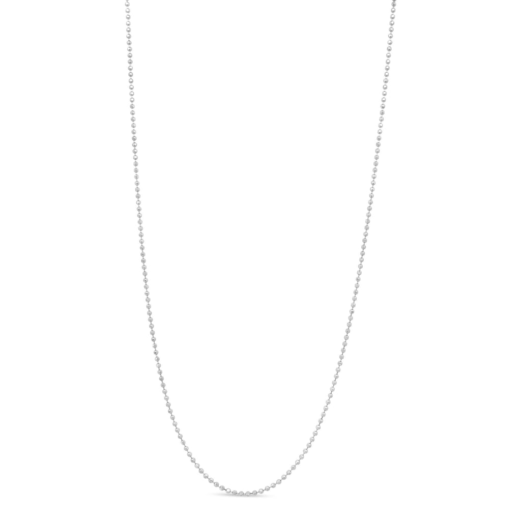 .925 Sterling Silver 0.7mm Slim and Dainty Unisex 18 Inch Ball Bead Chain Necklace