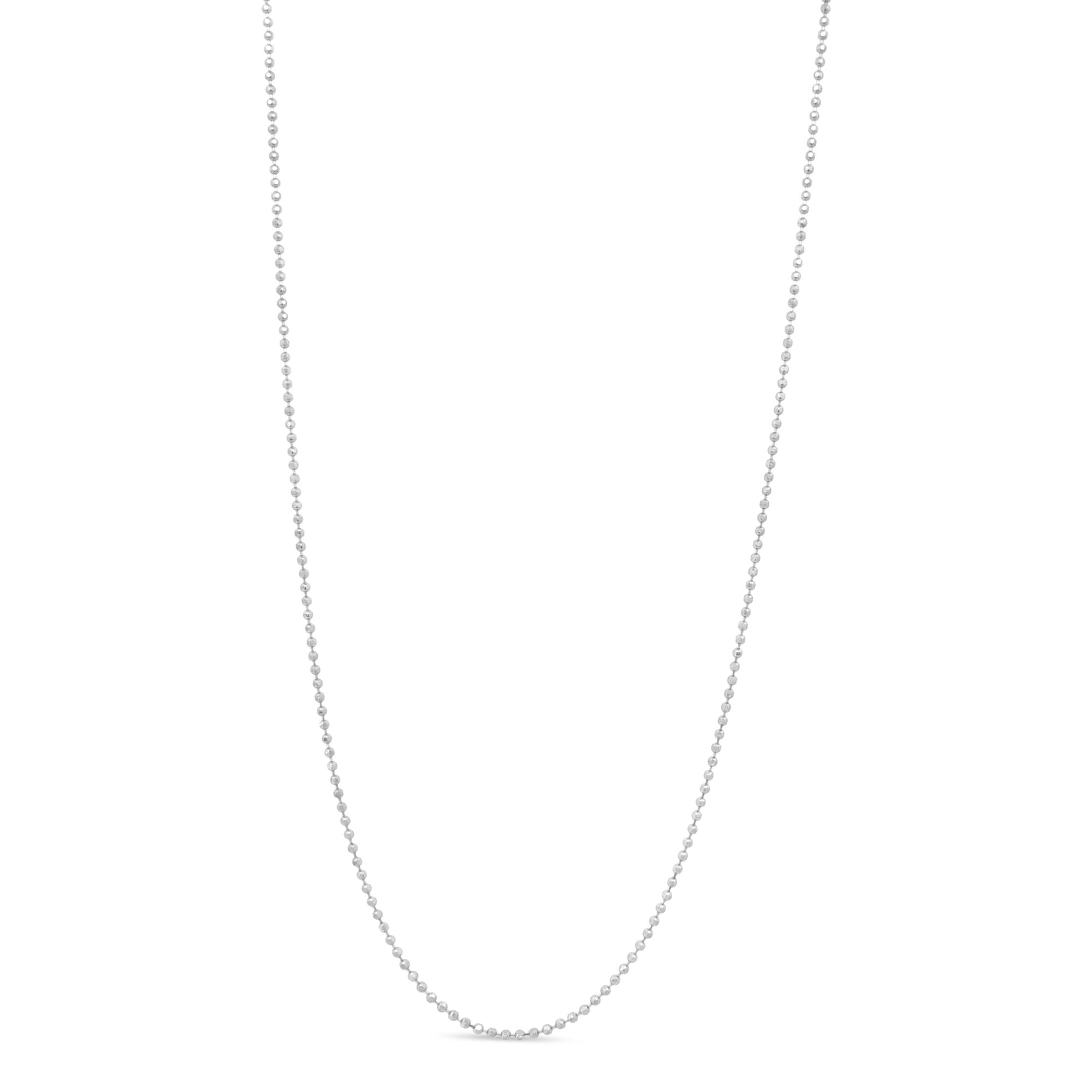 .925 Sterling Silver 0.7mm Slim and Dainty Unisex 18 Inch Ball Bead Chain Necklace