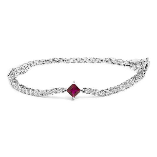 Unleash Elegance: Sterling Silver Ruby Tennis Bracelet
