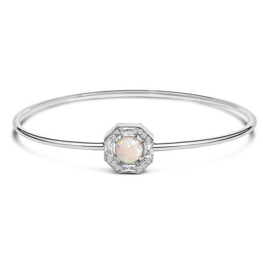 Sterling Silver Opal Bangle: Embrace Celestial Elegance