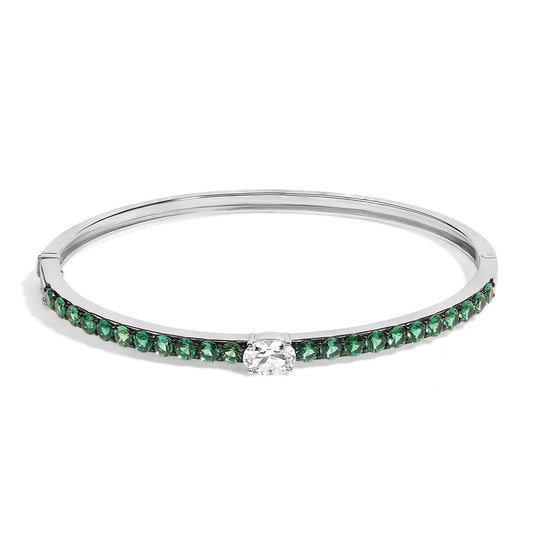 Elevate Your Elegance with .925 Sterling Silver Sapphire Bangle