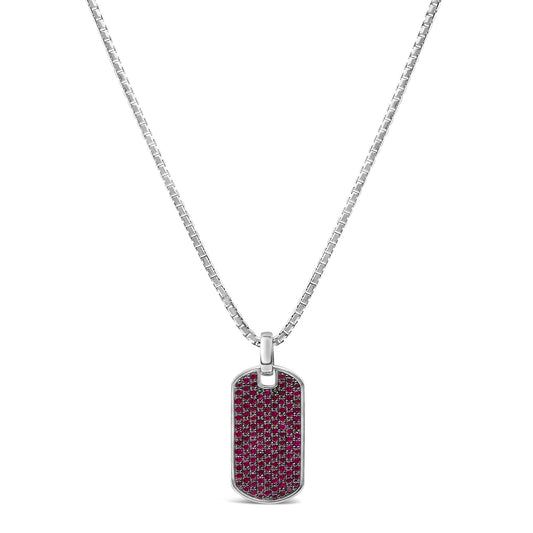 Unleash Vitality: .925 Sterling Silver Ruby Dog Tag Pendant