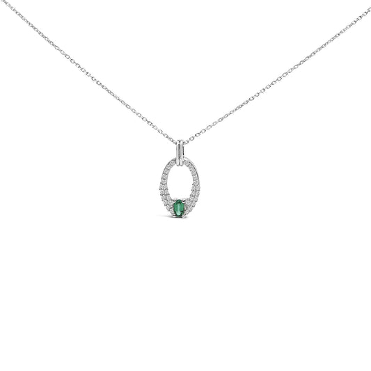Elegant .925 Sterling Silver Emerald Glow Necklace