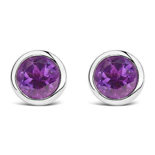 Elevate Your Ensemble with Rhodium-Plated Sterling Silver Amethyst Gems