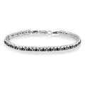 Black Rhodium over .925 Sterling Silver 1.0 Cttw Rose Cut Diamond Double-Link 7in Tennis Bracelet (Blue Color, I1-I2 Clarity)
