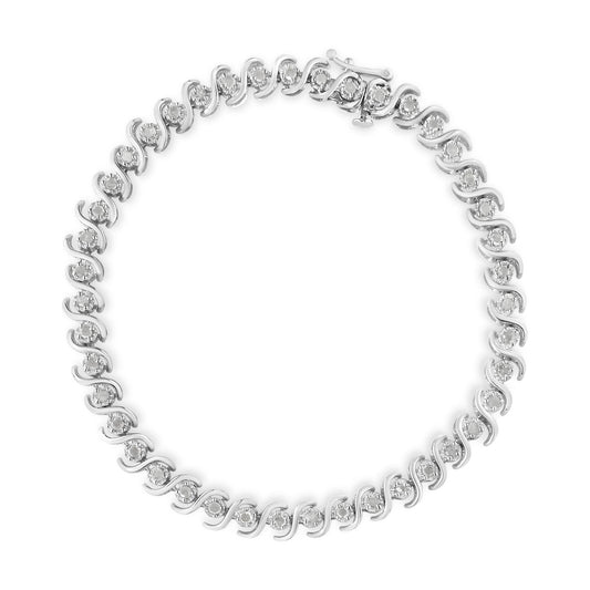.925 Sterling Silver 1.0 Cttw Round Miracle-Set Diamond 7in Tennis Bracelet (I-J Color, I3 Clarity)