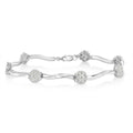 .925 Sterling Silver 1/4 Cttw Diamond Cluster Miracle-Set Station & Twisted Bar 7in Tennis Bracelet (H-I Color, I2-I3 Clarity)