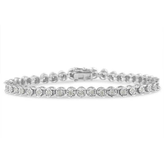 .925 Sterling Silver 1.0 Cttw Diamond Miracle-Set 7in Link Bracelet (I-J Color, I3 Clarity)