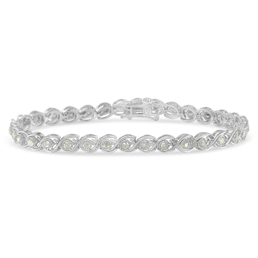 .925 Sterling Silver 2 cttw Miracle Plate Set Diamond Spiral Link Bracelet (I-J Color, I3 Clarity) -7in