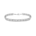 .925 Sterling Silver 1/10 Cttw Diamond Double-Link 7in Rolex Tennis Bracelet (I-J Color, I3 Clarity)