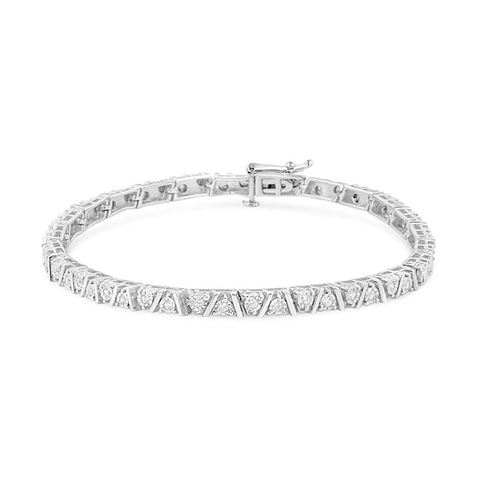 .925 Sterling Silver 1/4 Cttw Miracle-Set Diamond Modern Tennis Bracelet (I-J Color, I3 Clarity) - Size 7.25in
