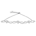 .925 Sterling Silver Diamond Accent Heart and Infinity 6in-9in Adjustable Bolo Bracelet (I-J Color, I3 Clarity)