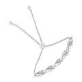 .925 Sterling Silver Miracle Set Diamond Accented Infinity Hearts 6in-9in Adjustable Bolo Bracelet (H-I Color, I2-I3 Clarity)