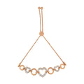 10K Rose Gold over .925 Sterling Silver 1/10 Cttw Round-Cut Diamond Heart Link Adjustable Bolo Bracelet (H-I Color, I2-I3 Clarity) - 6in-9in Adjustable