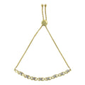 10K Yellow Gold over .925 Sterling Silver 1/10 Cttw Diamond Heart and X-Link 6in-9in Adjustable Bolo Bracelet (H-I Color, I2-I3 Clarity)