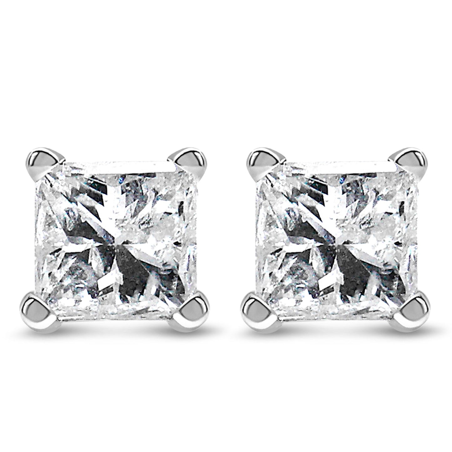 Discover Timeless Elegance: 10k White Gold Princess-Cut Diamond Stud Earrings