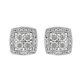 .925 Sterling Silver 1/4 cttw Round Cut Diamond Square Shape Milgrain Stud Earrings (I-J Color, I3 Clarity)
