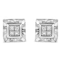 .925 Sterling Silver 1/6 Cttw Invisible Set Princess-Cut Diamond Quad Composite Stud Earrings (H-I Color, I1-I2 Clarity)