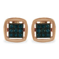 Rose Plated Sterling Silver Rose Cut Treated Diamond Stud Earring (0.25 cttw, Blue Color, I2-I3 Clarity)