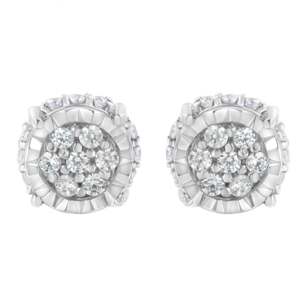 .925 Sterling Silver 1/3 cttw Round-cut Diamond Floral Stud Earring (I-J Clarity, I3 Color)