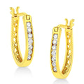 14K Yellow Gold Plated .925 Sterling Silver 1/4 Cttw Diamond Leverback 3/4 Inch Hoop Earrings (K-L Color, I2-I3 Clarity)
