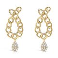 14K Yellow Gold Plated .925 Sterling Silver 1/10 Cttw Diamond Chain Link Teardrop Dangle Earrings (H-I Color, I1-I2 Clarity)