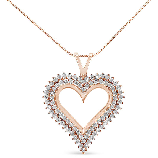 .925 Sterling Silver Diamond Heart 18in Pendant Necklace (I-J Color, I2-I3 Clarity)