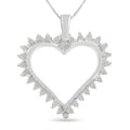.925 Sterling Silver 1/4 cttw 3-Prong Diamond Open Heart 18in Pendant Necklace (I-J Color, I3 Clarity)