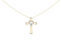 14K Yellow Gold Plated .925 Sterling Silver 1/6 Cttw Diamond Interlocking Heart and Ribbon Cross Pendant Necklace (H-I Color, I2-I3 Clarity) - 18in