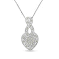 .925 Sterling Silver 1/3 Cttw Diamond Awareness Ribbon Halo Heart 18in Pendant Necklace (I-J Color, I2-I3 Clarity)