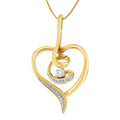 Espira 10K Yellow Gold .03 Cttw Diamond-Accented Round-Cut Diamond Swirl Open Heart 18in Pendant Necklace (I-J Color, I2-I3 Clarity)