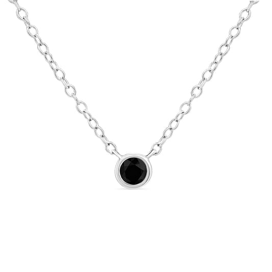 .925 Sterling Silver 1/10 Cttw Colored Diamond Suspended Bezel-Set Solitaire 16in-18in Adjustable Pendant Necklace (Color Enhanced, I1-I2 Clarity)