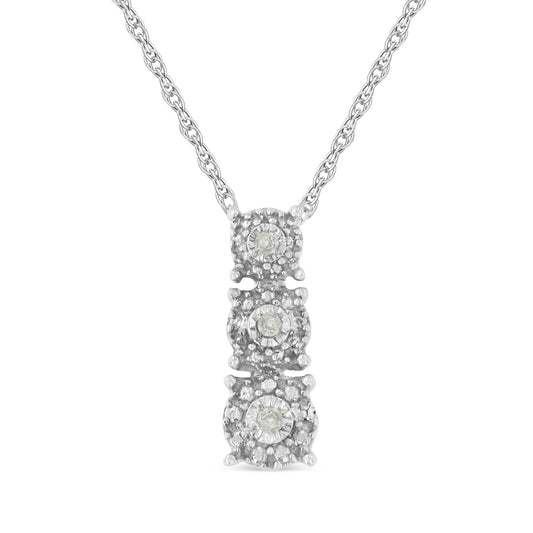.925 Sterling Silver Diamond Accented Three Circle Frame 18in Pendant Necklace (I-J Color, I2-I3 Clarity)