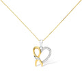 10K Yellow Gold Plated .925 Sterling Silver 1/5 Cttw Diamond Ribbon Heart Pendant Necklace (H-I Color, I2-I3 Clarity) - 18in