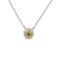 .925 Sterling Silver 1/5 Cttw Bezel Set Champagne Diamond Solitaire 18in Pendant Necklace (K-L Color, I1-I2 Clarity)