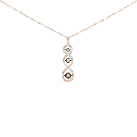 10K Two Toned Gold Plated .925 Sterling Silver 1/2 Cttw Round Diamond Twisted 18in Pendant Necklace (Champagne Color, I2-I3 Clarity)