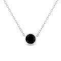 .925 Sterling Silver 1/3 Cttw Bezel-Set Treated Black Diamond Solitaire 18in Pendant Necklace (Black Color, I1-I2 Clarity)
