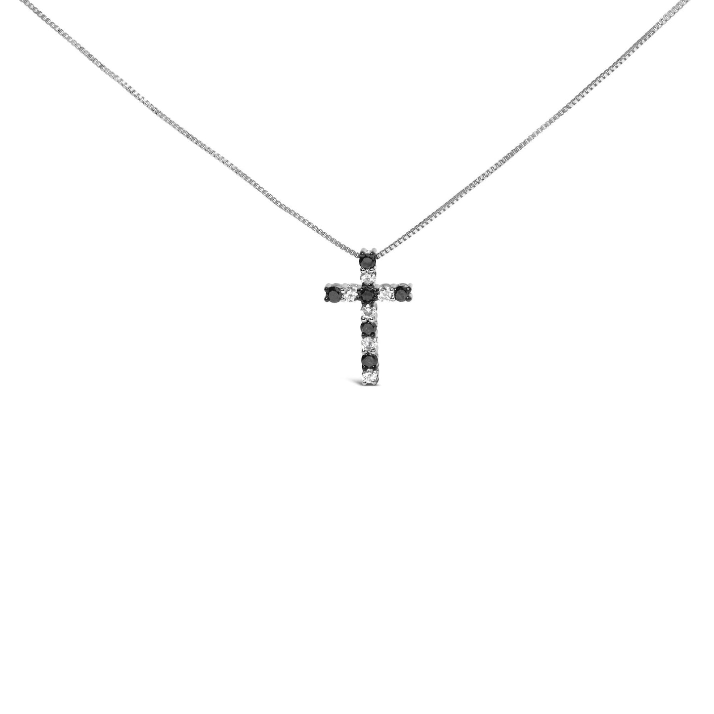 Elegant Rhodium-Plated Sterling Silver Cross Necklace of Faith