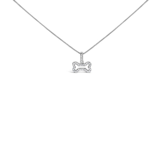 .925 Sterling Silver 1/5 Cttw Diamond Dog Bone Pendant Necklace (H-I Color, I1-I2 Clarity) - 18in