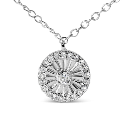 .925 Sterling Silver 1/6 Cttw Diamond Wheel and Spoke Pendant Necklace (H-I Color, I2-I3 Clarity) - 18in
