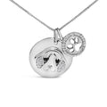 .925 Sterling Silver 1/5 Cttw White and Black Diamond Beagle Dog Medallion and Charm 18in Pendant Necklace (I-J Color, I2-I3 Clarity)