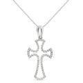 .925 Sterling Silver 1/3 Cttw Diamond Framed Open Cross 18in Pendant Necklace (J-K Color, I2-I3 Clarity)