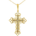 10K Yellow Flashed .925 Sterling Silver 1/4 Cttw Champagne Diamond Filigree Cross Pendant Necklace (K-L Color, I1-I2 Clarity) - 18in
